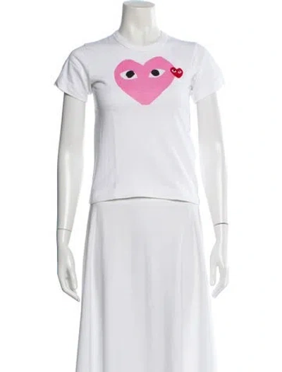 Pre-owned Comme Des Garçons Play Graphic Print Crew Neck T-shirt In White