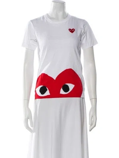 Pre-owned Comme Des Garçons Play Graphic Print Crew Neck T-shirt In White