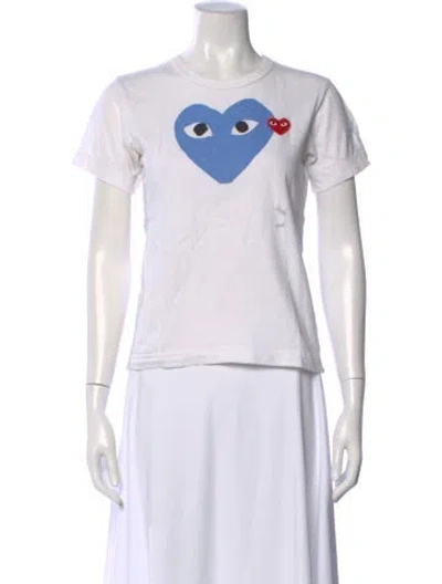 Pre-owned Comme Des Garçons Play Graphic Print Crew Neck T-shirt In White