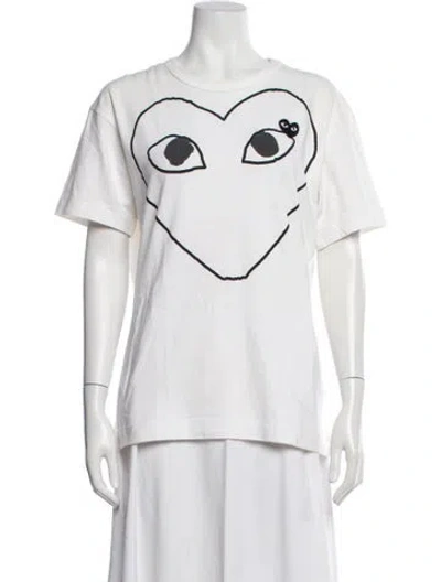 Pre-owned Comme Des Garçons Play Graphic Print Crew Neck T-shirt In White