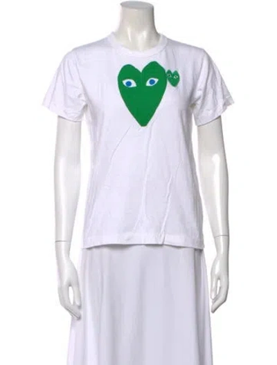 Pre-owned Comme Des Garçons Play Graphic Print Crew Neck T-shirt In White