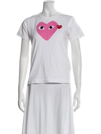 Pre-owned Comme Des Garçons Play Graphic Print Crew Neck T-shirt In White