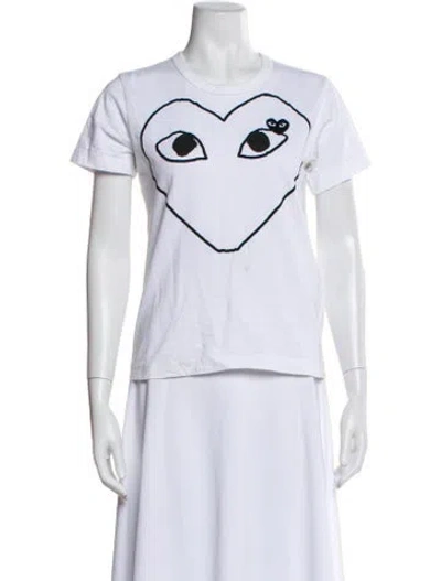 Pre-owned Comme Des Garçons Play Graphic Print Crew Neck T-shirt In White