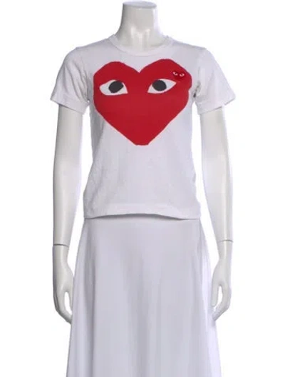 Pre-owned Comme Des Garçons Play Graphic Print Crew Neck T-shirt In White