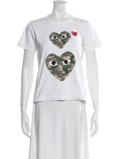 Pre-owned Comme Des Garçons Play Graphic Print Crew Neck T-shirt In White