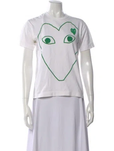 Pre-owned Comme Des Garçons Play Graphic Print Crew Neck T-shirt In White