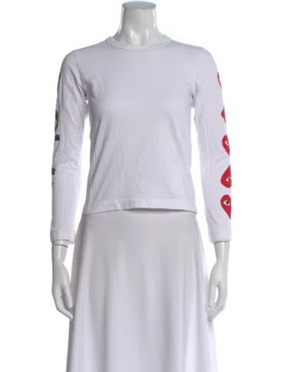 Pre-owned Comme Des Garçons Play Graphic Print Crew Neck T-shirt In White