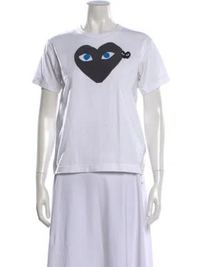 Pre-owned Comme Des Garçons Play Graphic Print Crew Neck T-shirt In White
