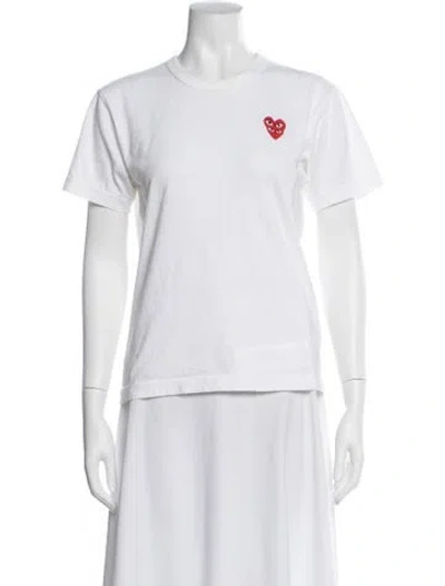 Pre-owned Comme Des Garçons Play Graphic Print Crew Neck T-shirt In White