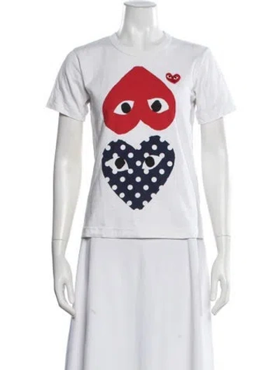 Pre-owned Comme Des Garçons Play Graphic Print Crew Neck T-shirt In White