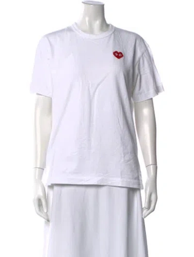 Pre-owned Comme Des Garçons Play Graphic Print Crew Neck T-shirt In White
