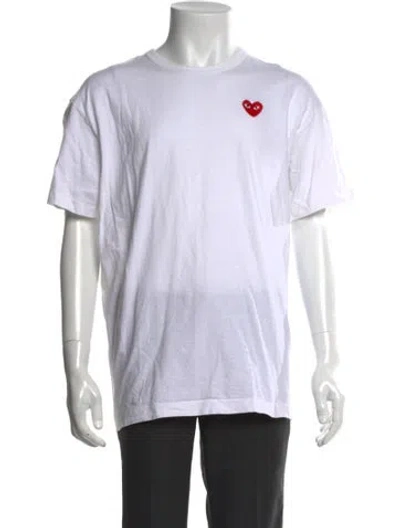Pre-owned Comme Des Garçons Play Graphic Print Crew Neck T-shirt In White