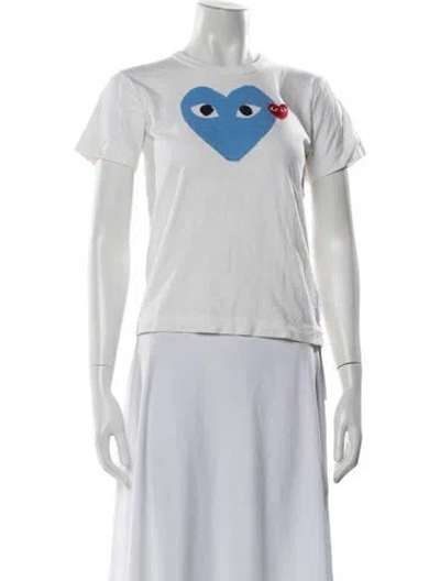 Pre-owned Comme Des Garçons Play Graphic Print Crew Neck T-shirt In White