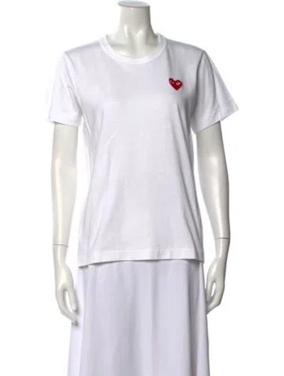 Pre-owned Comme Des Garçons Play Graphic Print Crew Neck T-shirt In White