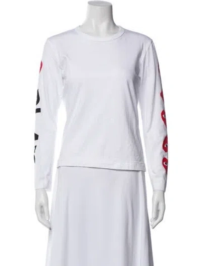 Pre-owned Comme Des Garçons Play Graphic Print Crew Neck T-shirt In White