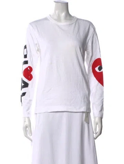 Pre-owned Comme Des Garçons Play Graphic Print Crew Neck T-shirt In White