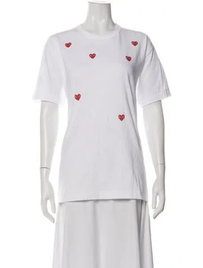 Pre-owned Comme Des Garçons Play Graphic Print Crew Neck T-shirt In White