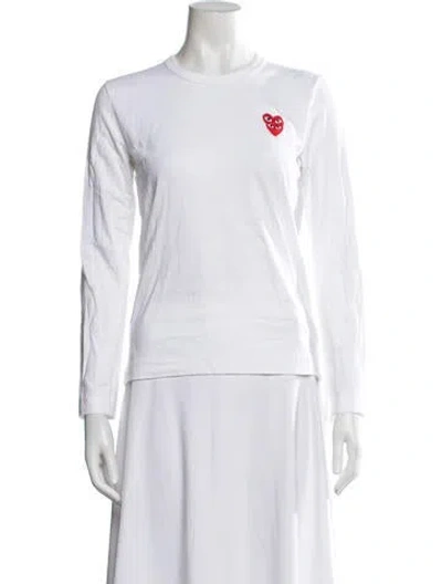 Pre-owned Comme Des Garçons Play Graphic Print Crew Neck T-shirt In White
