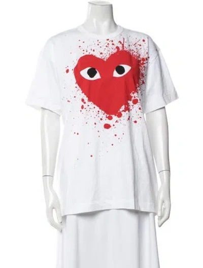 Pre-owned Comme Des Garçons Play Graphic Print Crew Neck T-shirt In White