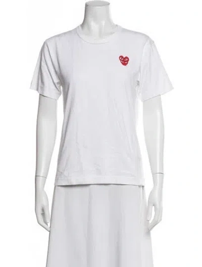 Pre-owned Comme Des Garçons Play Graphic Print Crew Neck T-shirt In White