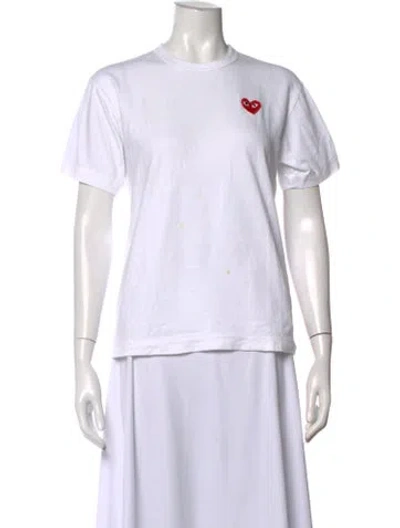 Pre-owned Comme Des Garçons Play Graphic Print Crew Neck T-shirt In White