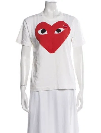 Pre-owned Comme Des Garçons Play Graphic Print Crew Neck T-shirt In White
