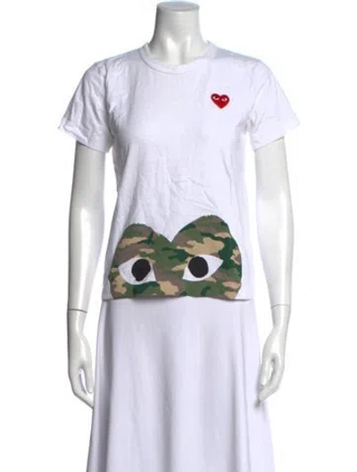Pre-owned Comme Des Garçons Play Graphic Print Crew Neck T-shirt In White