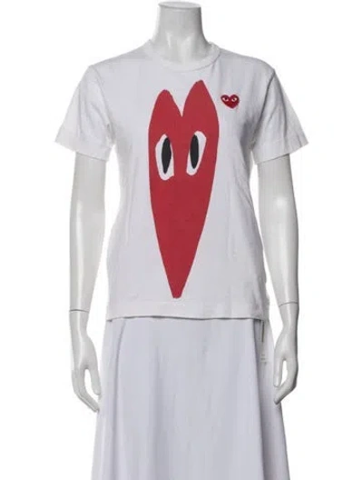 Pre-owned Comme Des Garçons Play Graphic Print Crew Neck T-shirt In White