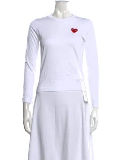 Pre-owned Comme Des Garçons Play Graphic Print Crew Neck T-shirt In White