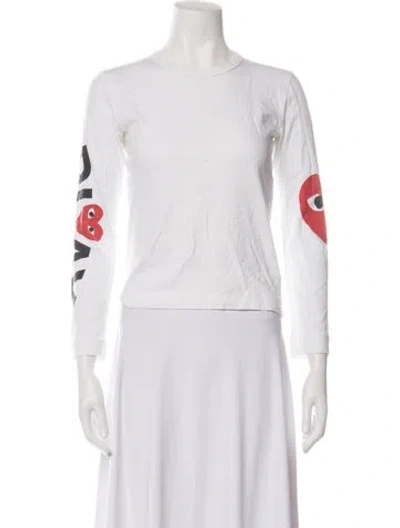 Pre-owned Comme Des Garçons Play Graphic Print Crew Neck T-shirt In White