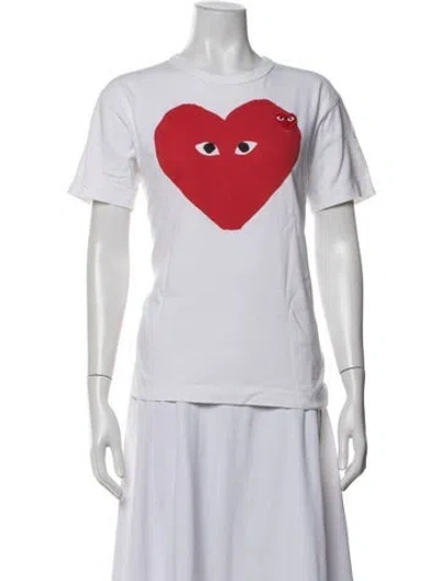 Pre-owned Comme Des Garçons Play Graphic Print Crew Neck T-shirt In White
