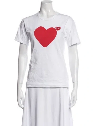 Pre-owned Comme Des Garçons Play Graphic Print Crew Neck T-shirt In White