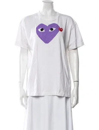 Pre-owned Comme Des Garçons Play Graphic Print Crew Neck T-shirt In White