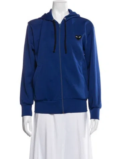 Pre-owned Comme Des Garçons Play Graphic Print Jacket In Blue