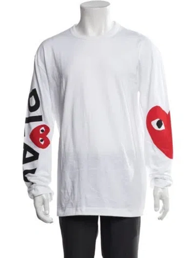 Pre-owned Comme Des Garçons Play Graphic Print Long Sleeve Shirt W/ Tags In White