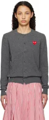 Comme Des Garçons Play Heart-patch Button-front Cardigan In 3 Grey