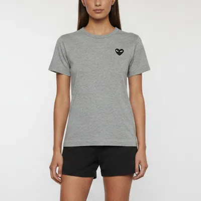 Pre-owned Comme Des Garçons Comme Des Garcons Play Grey Heart Applique Jersey T-shirt M In Gray