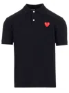 Comme Des Garçons Play Polo Shirt With Ribbed Collar And Straight Hem In Black