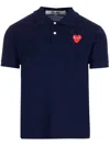 Comme Des Garçons Play Unisex T-shirt Slim Short Sleeve Navy Blue With Red Heart Logo