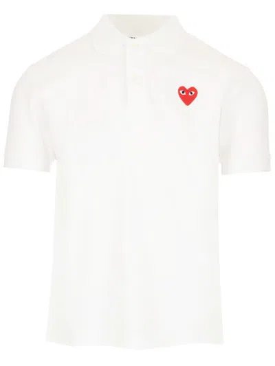 Comme Des Garçons Play Half-sleeved Polo In White