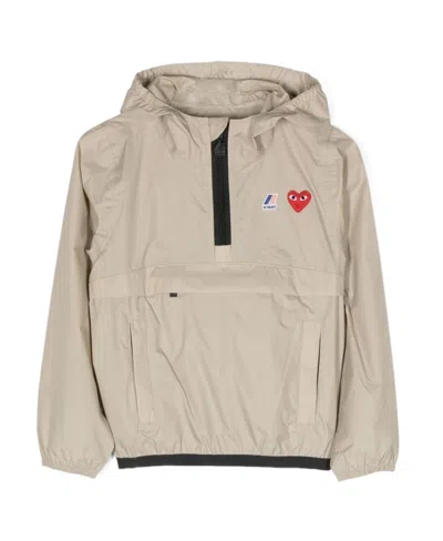 Comme Des Garçons Play Half Zipper Jacket In Nude
