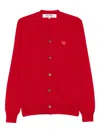 Comme Des Garçons Play Hear-emblem Rhinestone-embellishment Cardigan In Red