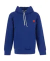 Comme Des Garçons Play Heart Patch Hooded Sweatshirt In Blue