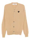 Comme Des Garçons Play Heart-appliqué Cardigan In Nude