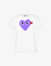 COMME DES GARÇONS PLAY COMME DES GARCONS PLAY WOMEN'S PURPLE HEART-APPLIQUÉ SLIM-FIT COTTON-JERSEY TOP,65535388