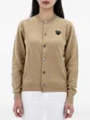 Comme Des Garçons Play Heart-appliqué Wool Cardigan In Neutral