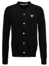 Comme Des Garçons Play Lambswool Cardigan With Red Emblem In Black