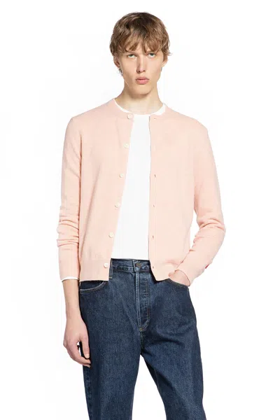 Comme Des Garçons Play Heart Cardigan In Wool In Pink