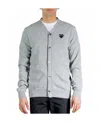 Comme Des Garçons Play Heart Decal Cardigan In Gray