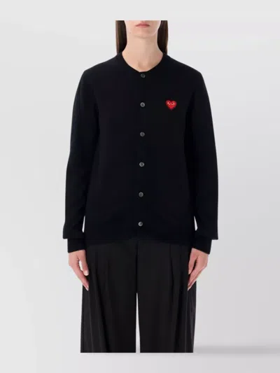 Comme Des Garçons Play Heart Detail Round Collar Cardigan